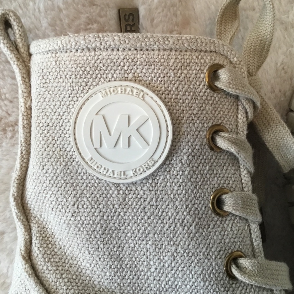 Michael Kors Corey Beige Textile & Rubber Combat Boots - 6 - Picture 6 of 10